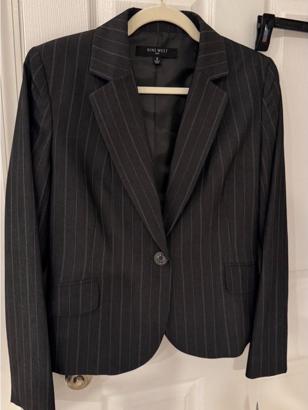 Nine West Charcoal Pinstripe Blazer